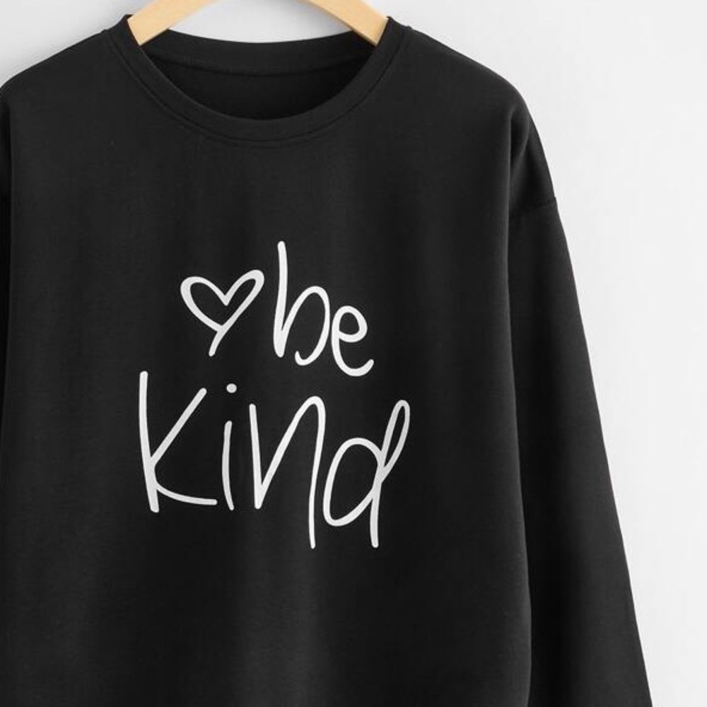 NEW BE KIND Long Sleeve Tee Womens gray black pink